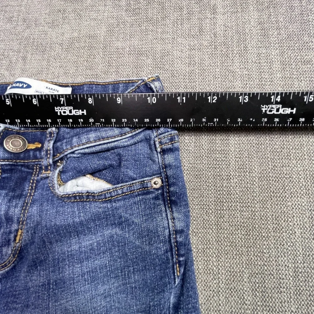 Old Navy Karate Slim Straight Jeans Boys 12 Blue Denim Medium Wash Distressed